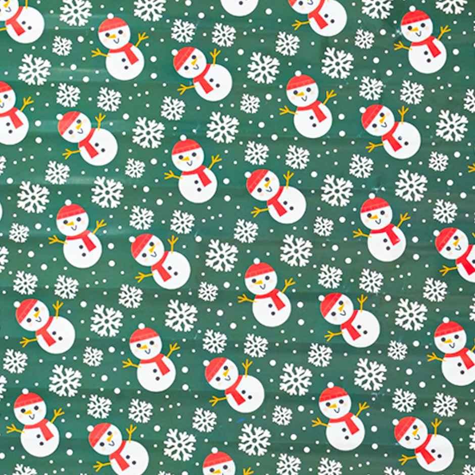 Snowman Green Wrapping Paper | Mad Over Print