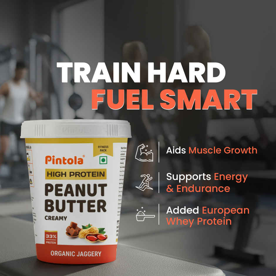 Pintola High Protein Organic Jaggery Peanut Butter Creamy With 33G Protein & 7G Fiber