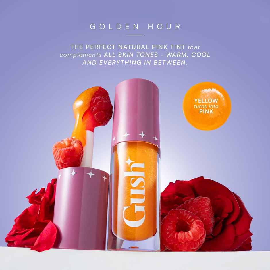 Gush Beauty Lip Tint pH-inched Lip And Cheek Tint | Colour Changing Glossy Tint | Golden Hour | Yellow
