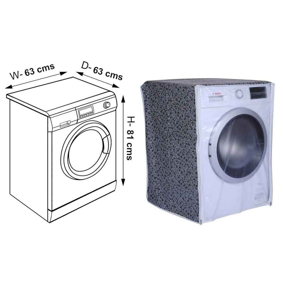 Daluci Front Load Washing Machine Cover For Bosch 6.5-9 kg | Black and Grey | 63 x 63 x 81 cm