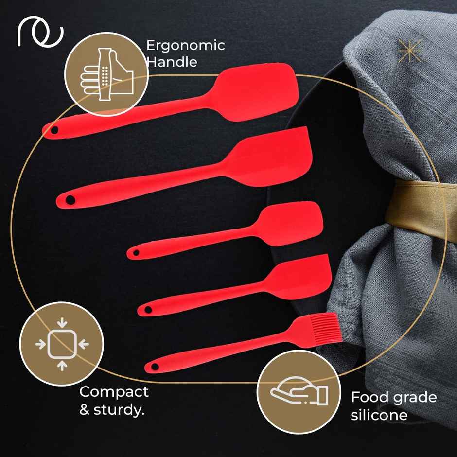 Frenchware Non-Stick Silicone Spatulas - Heat-Resistant, Food-Grade & BPA-Free - Red