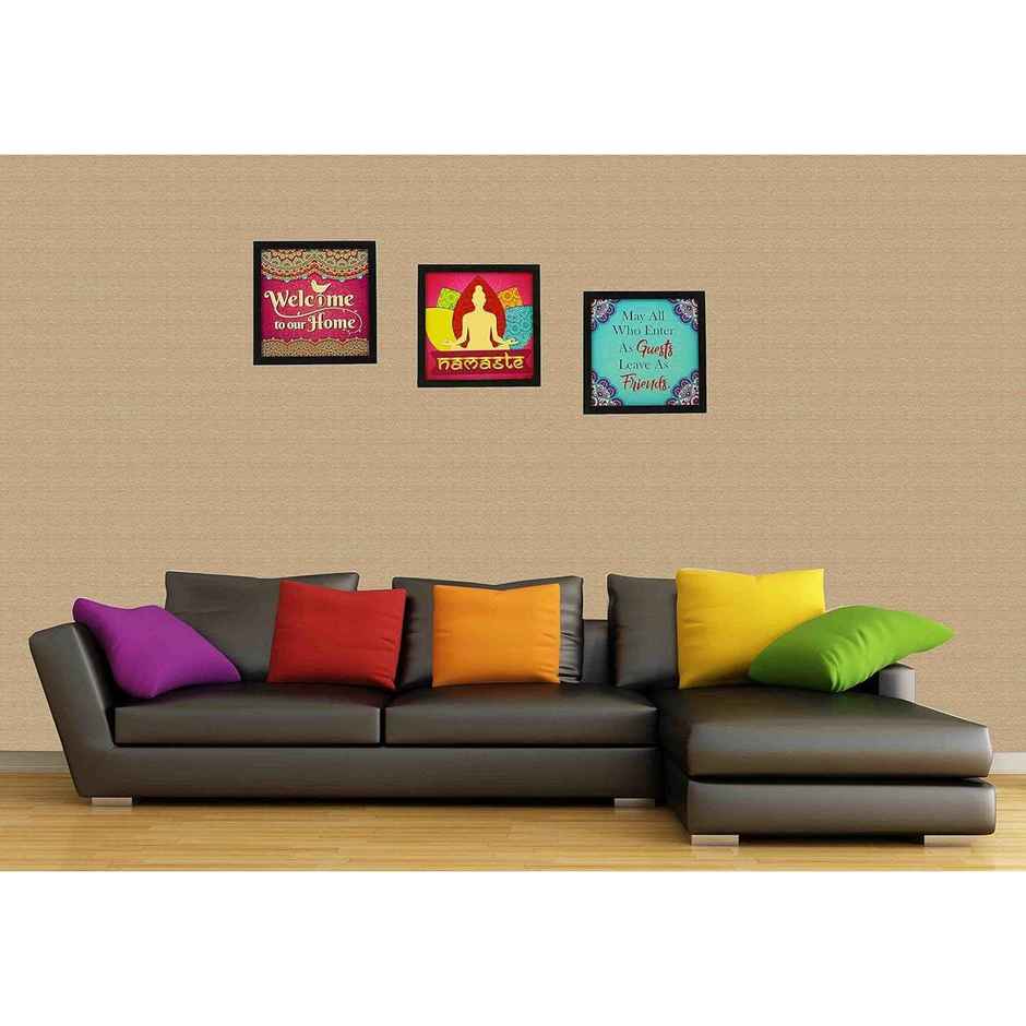 Indianara 3 pc Set of Framed Wall Hanging Welcome Home Decor Art Prints
