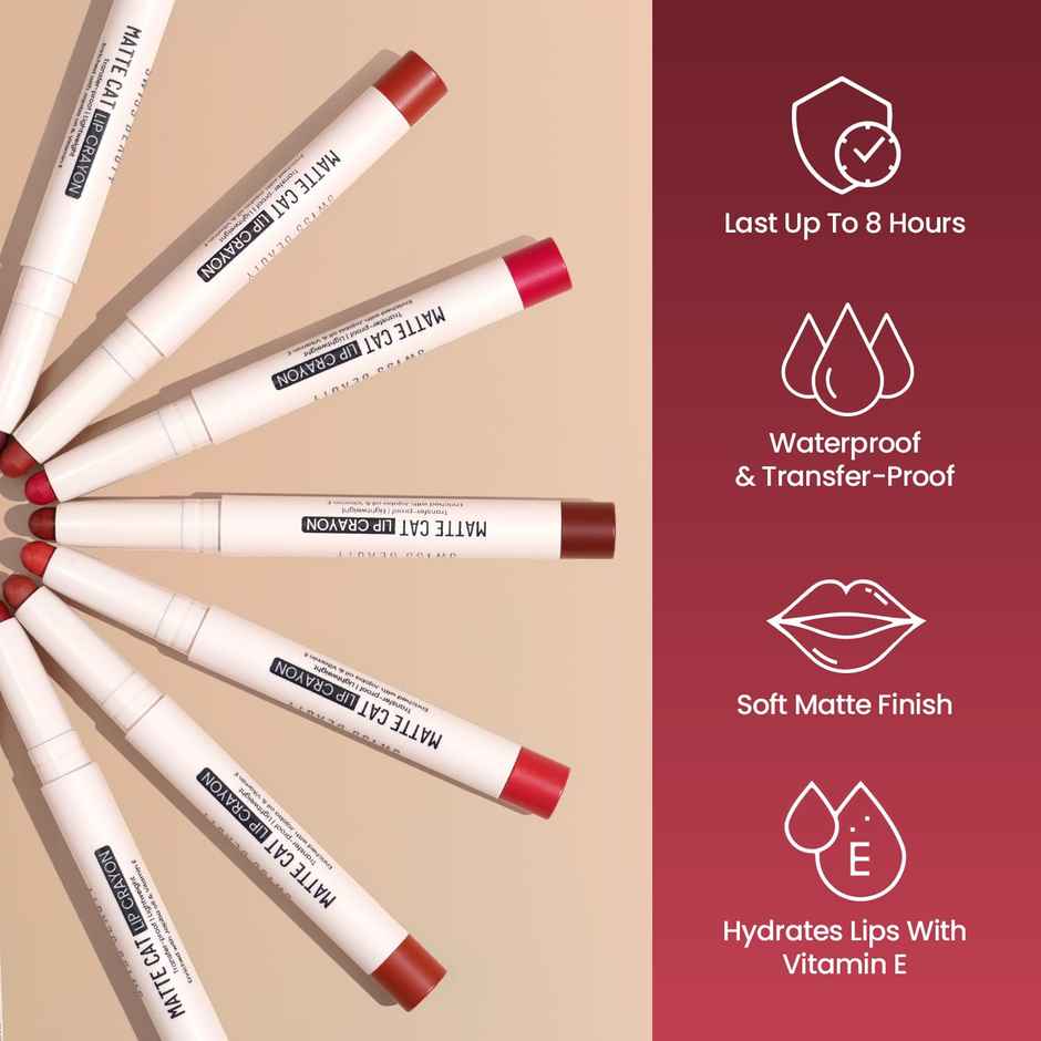 Swiss Beauty Non Transfer Matte Cat Lip Crayon - Brick Shell