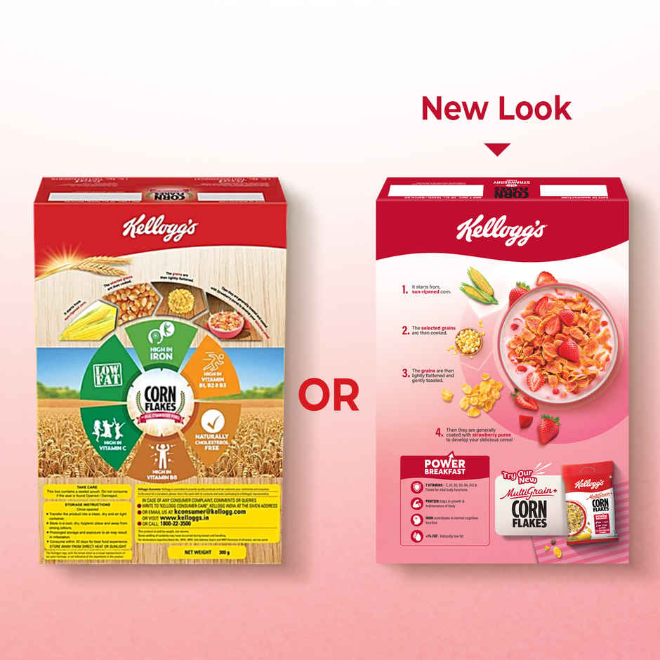 Kellogg's Corn Flakes Real Strawberry | Power Breakfast | 7 Vitamins