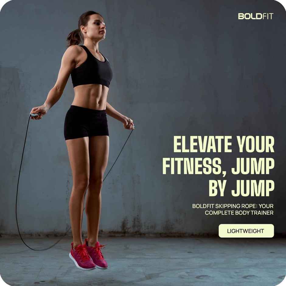 Boldfit Adjustable Skipping Rope | Jumping Exercise Tool - Black