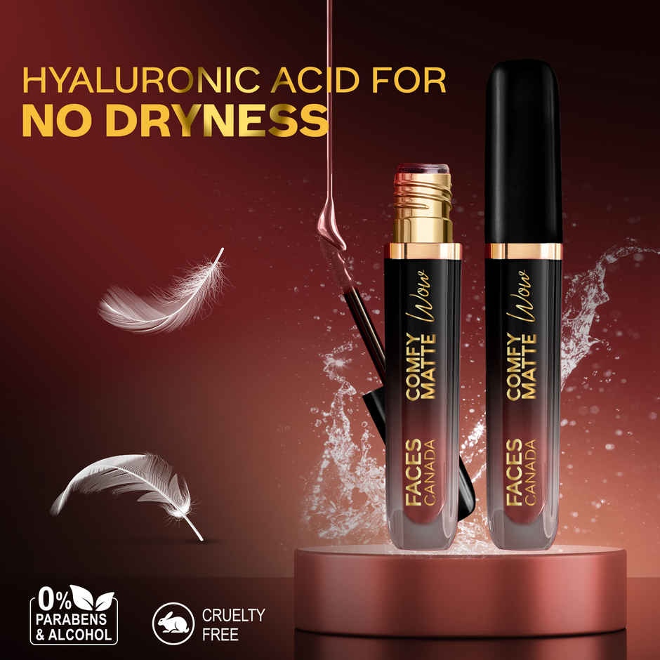 Faces Canada Comfy Matte Wow Liquid Lipstick - Cocoa Crush 07, One Swipe Application