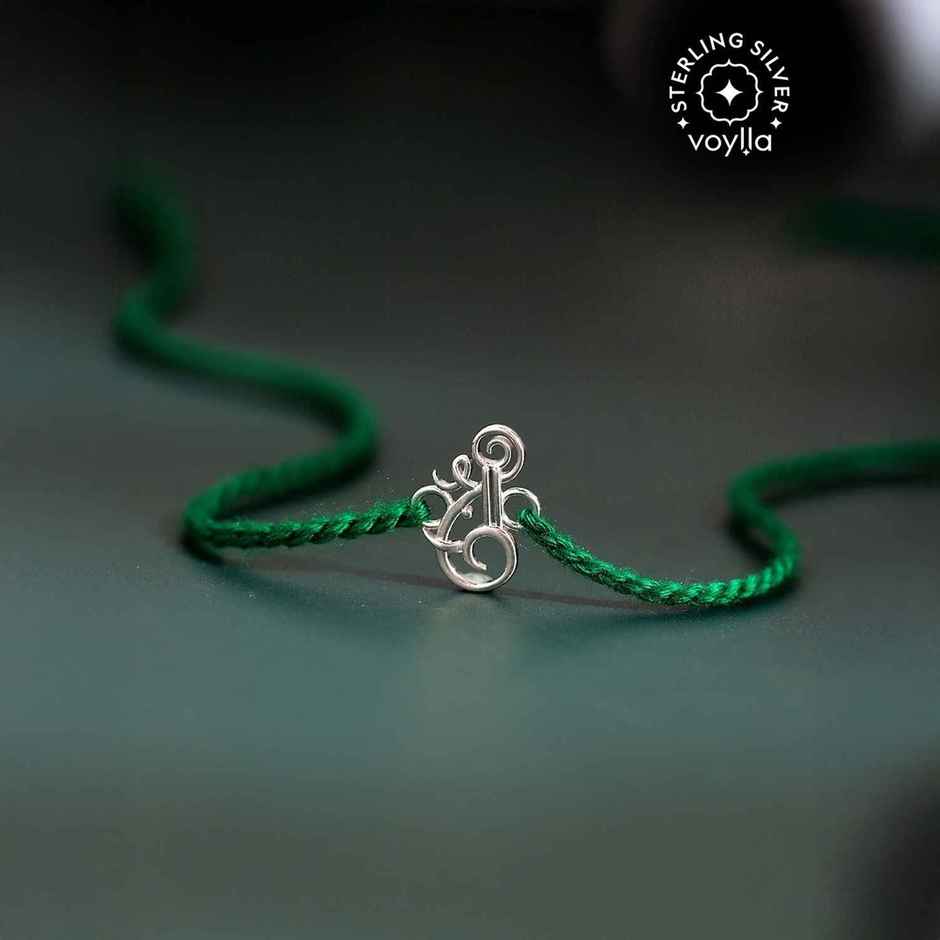 Silver Shree Ganesha Designer Sterling Silver Rakhi for Brother | Pack of 1 | Voylla