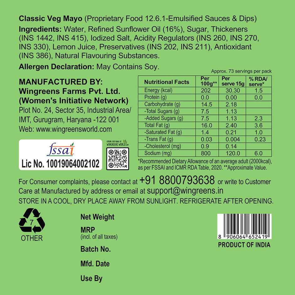 Wingreens Classic VEG Mayo