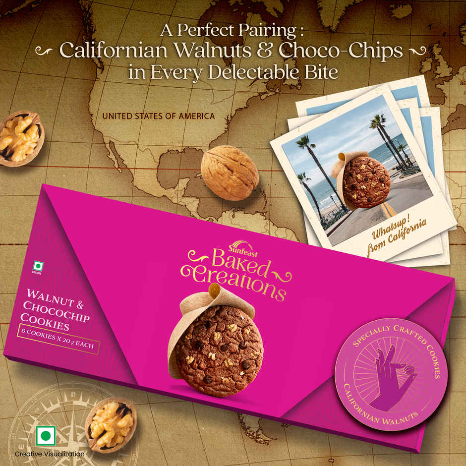 Walnut & Chocochip Cookies Crafted With Californian Walnuts By Sunfeast Baked Creations