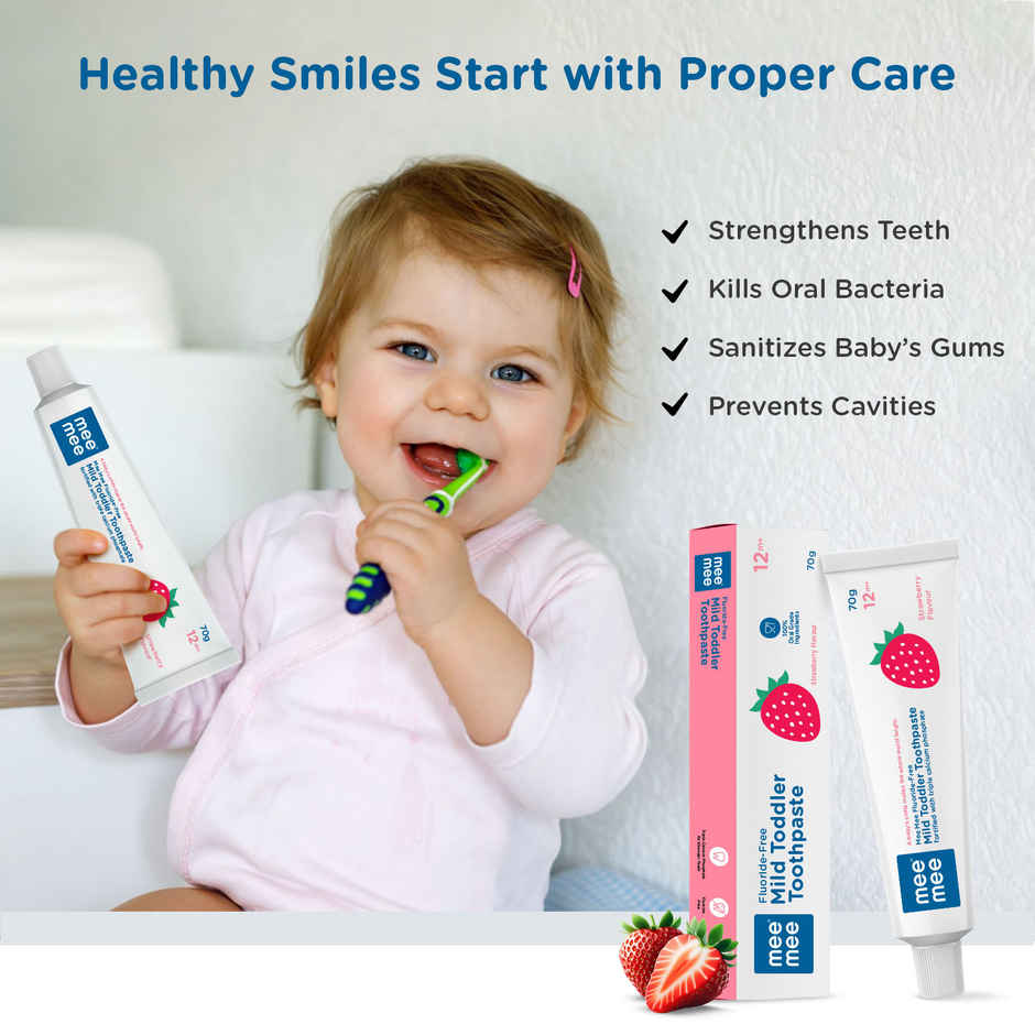 Mee Mee Fluoride-Free Toothpaste For 1 to 5 Years- Strawberry