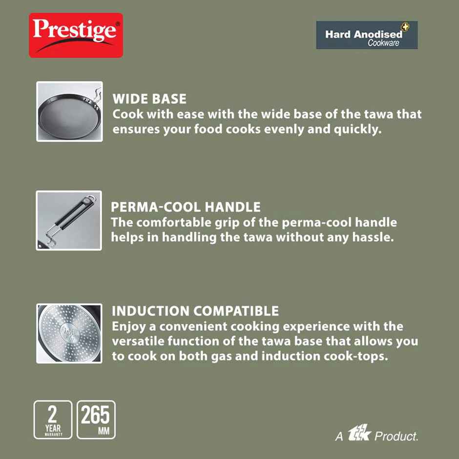 Prestige Hard Anodized Roti Tawa 26.5cm | Induction Compatible