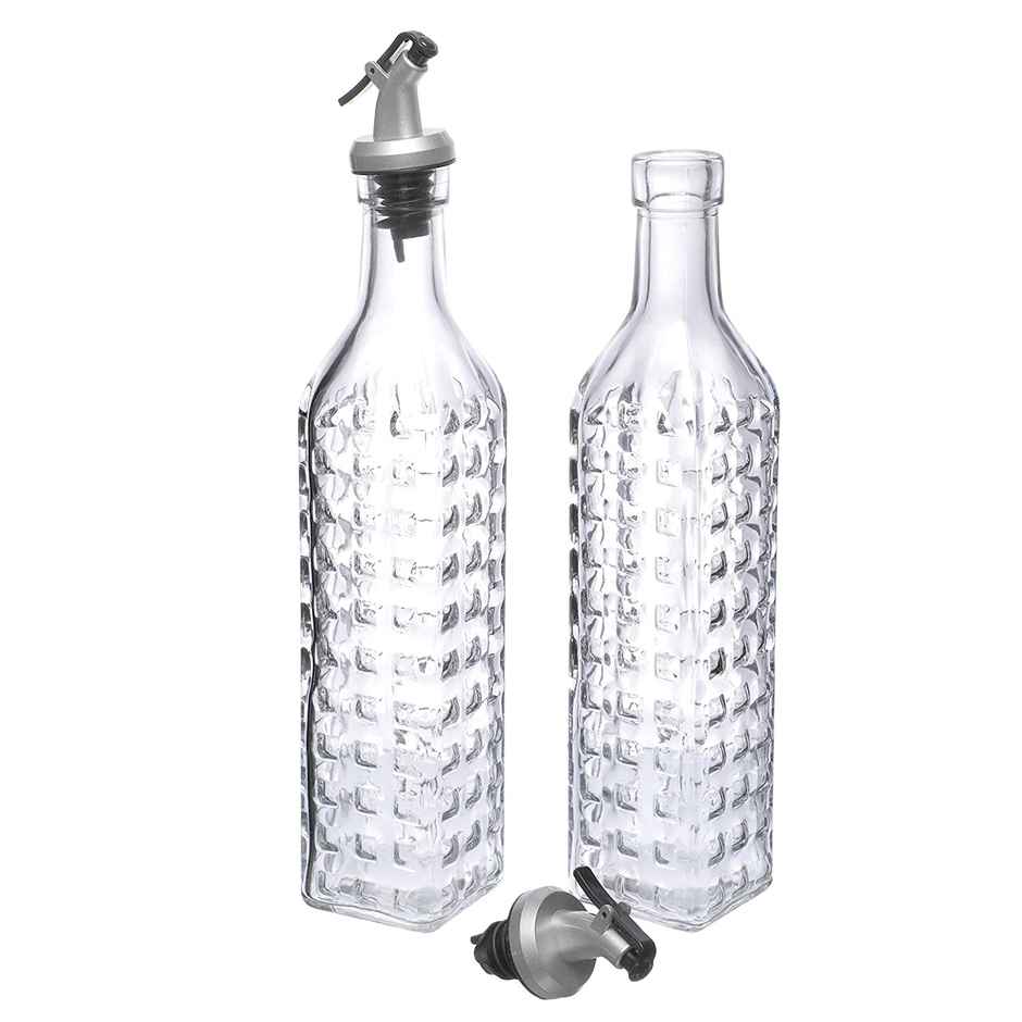 Cutting EDGE 500ml Glass Oil Pourer Dispenser for Kitchen | Set of 2, Oil & Vinegar Glass Bottles