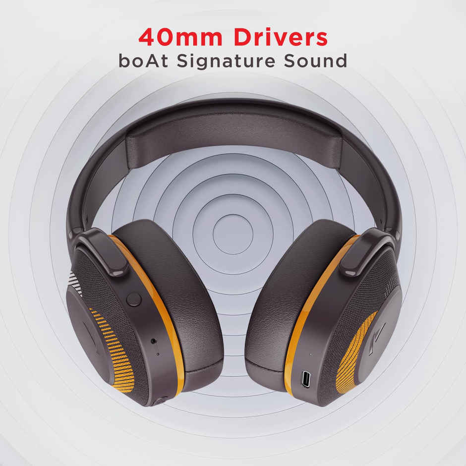 boAt Rockerz 425 Bluetooth Wireless On Ear Headphones Signature Sound, ENx Tech(Calm Orange)