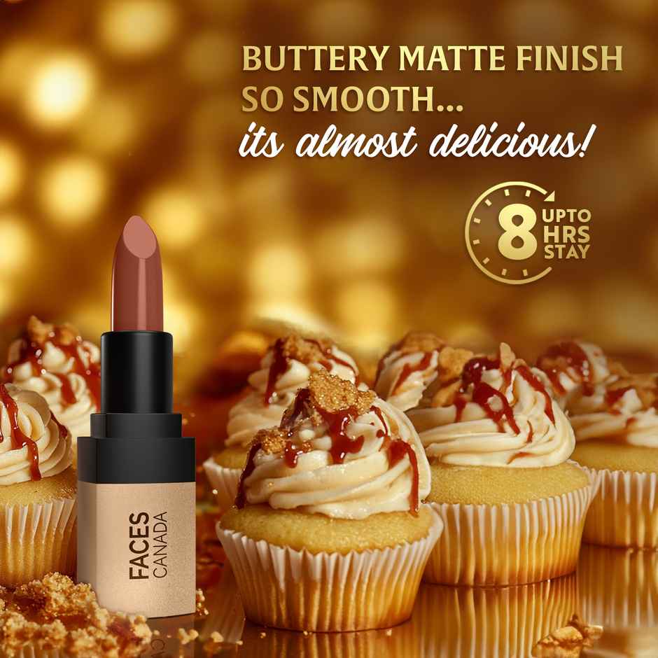 Faces Canada Comfy Matte Velvet Touch Lipstick - Toffee Drizzle 08,4.2 g | 8Hr Stay | Intense Color