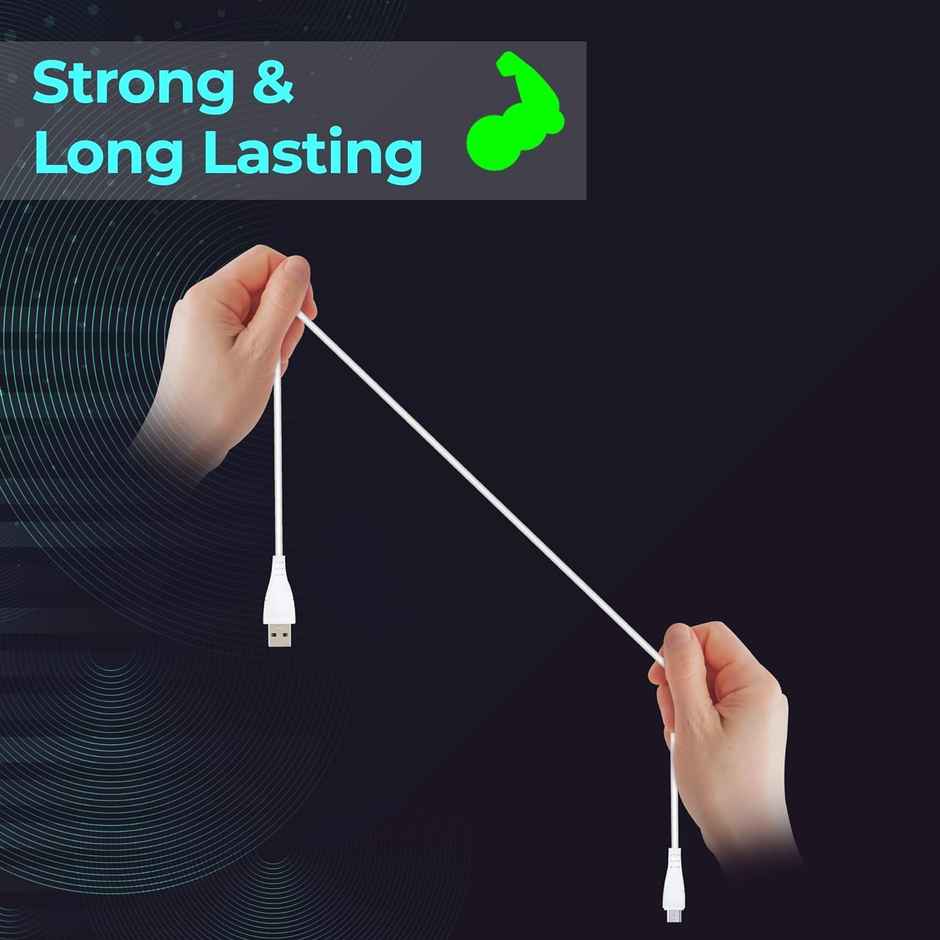 Zebronics MU240 USB - Micro USB Cable, 18 Watts, Rapid Charging, Charge & Sync, 1M - White(Not a type C cable)