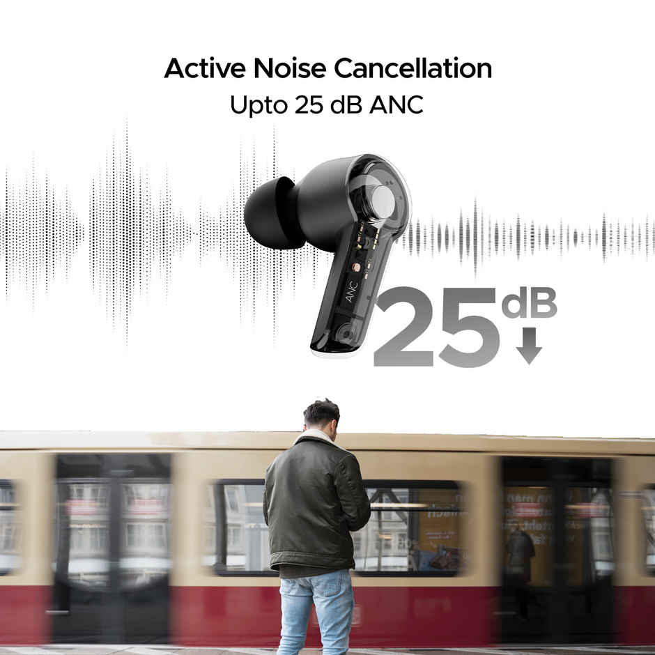 boAt Airdopes 411 ANC TWS Earbuds With Active Noise Cancellation Upto 17.5 Hours Playback - Black Storm