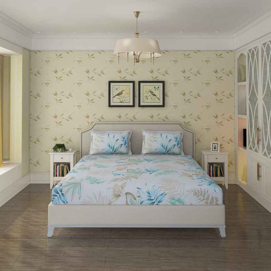 Status King Size Double Microfibre Floral Bedsheet | White | 87 x 94 in
