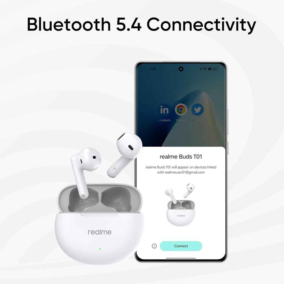Realme Buds T01 Truly Wireless In-Ear Earbuds With Ai ENC For Calls(White)