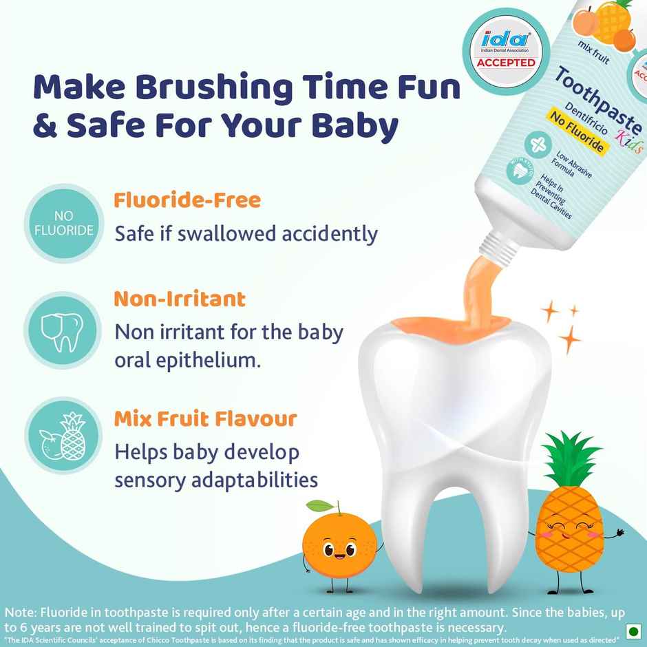 Chicco Toothpaste Mixfruit 1-6Y Nofluoride