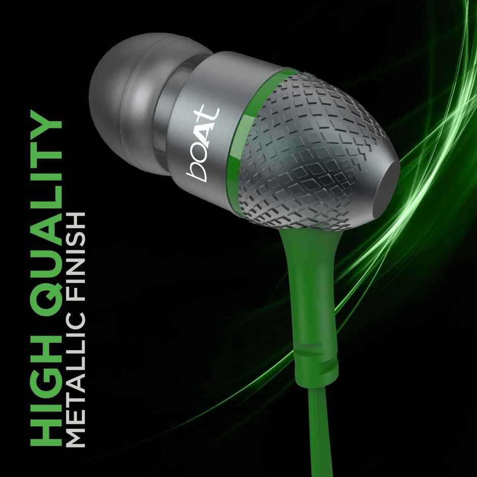 boAt Bassheads 225 in-Ear Wired Headphones with Mic, 3.5mm Audio Jack - Forest Green