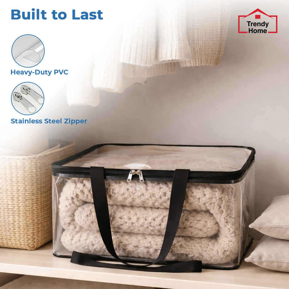 Senego Plastic Underbed Storage Bag for Blankets, Clothes (Transparent)