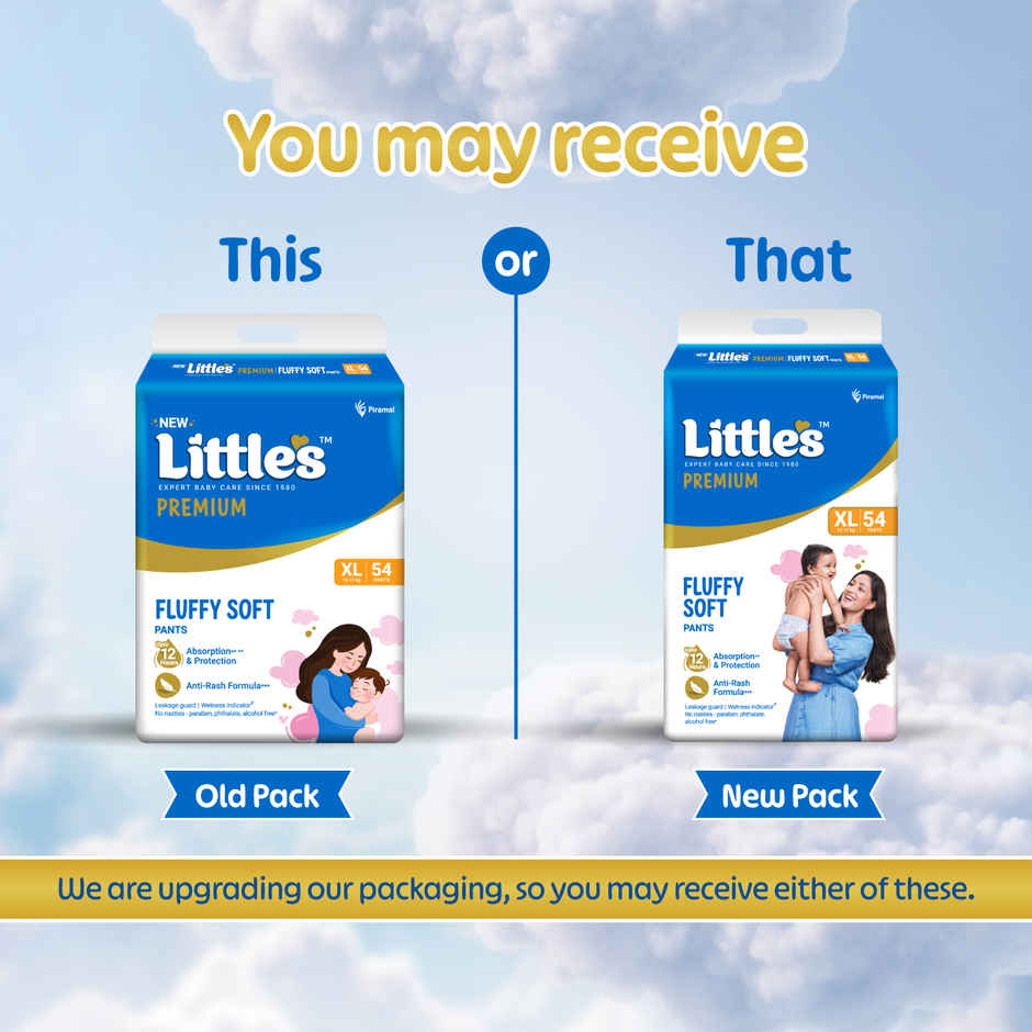 Little's Fluffy Soft Premium Baby Pant Style Diaper | XL | Leakage Free | 54 pcs