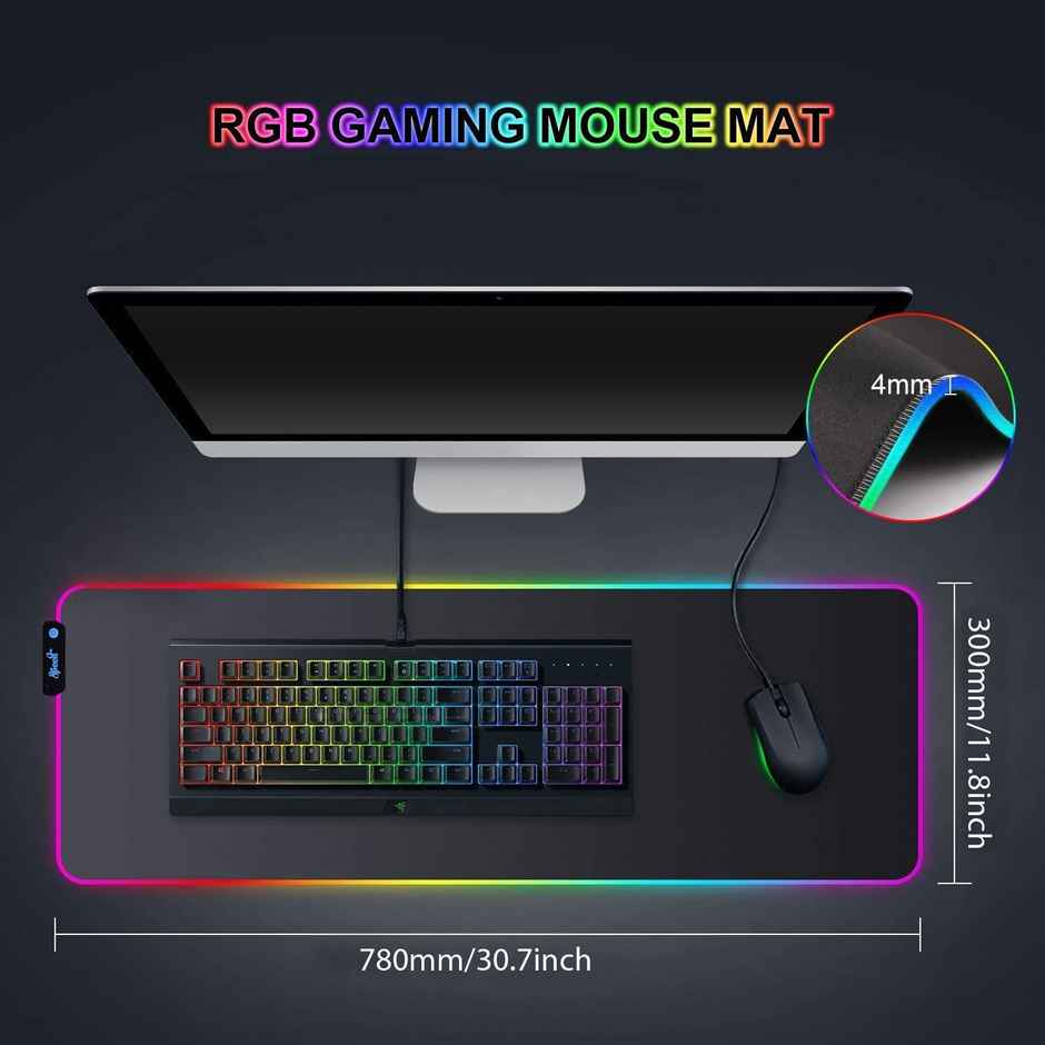 Hashwow Rgb Gaming Mouse Pad With 14 Led Modes,Non-Slip Rubber Base For Gaming Keyboard And Mouse