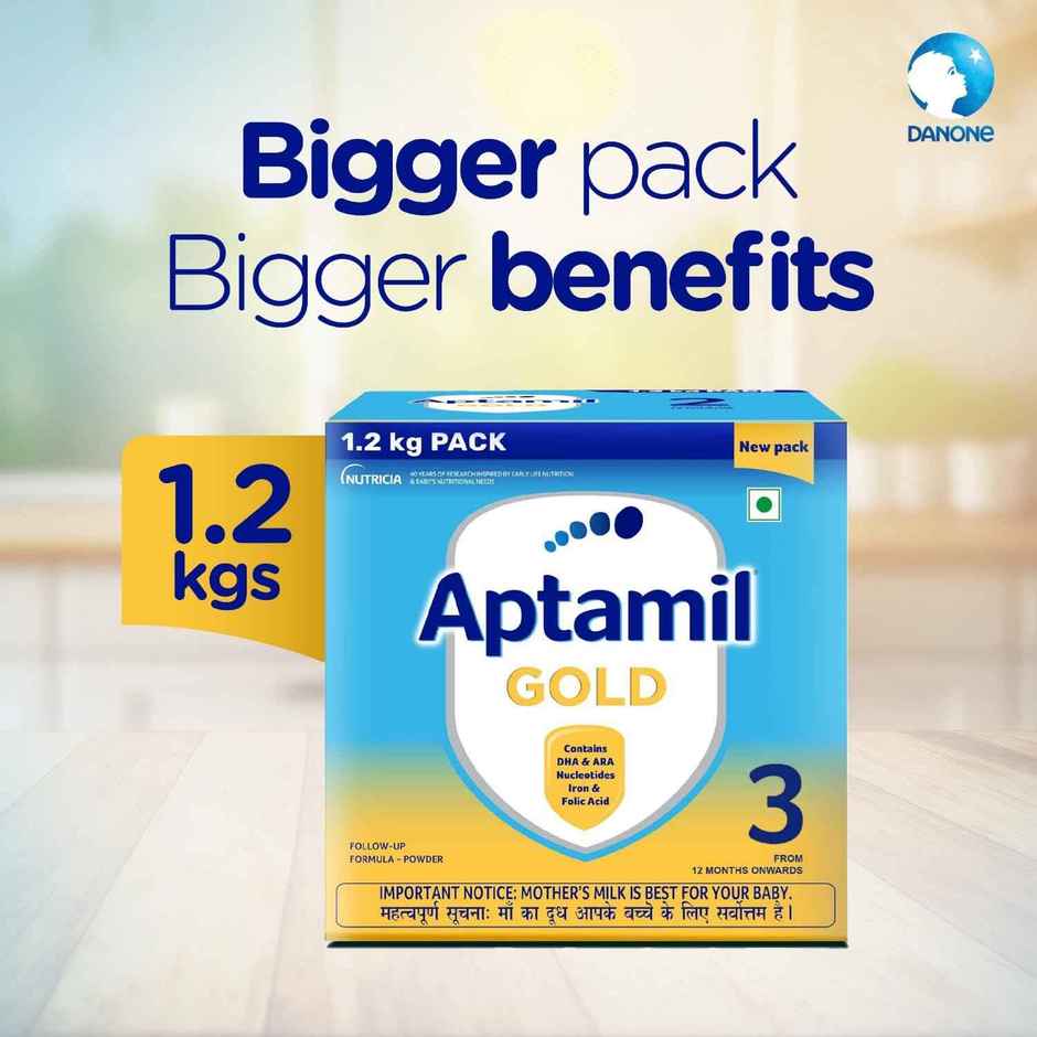 Aptamil Gold Infant Formula Milk Powder For Babies - Stage 3 | 12-24 Months | 1.2 Kgs - Large Pack
