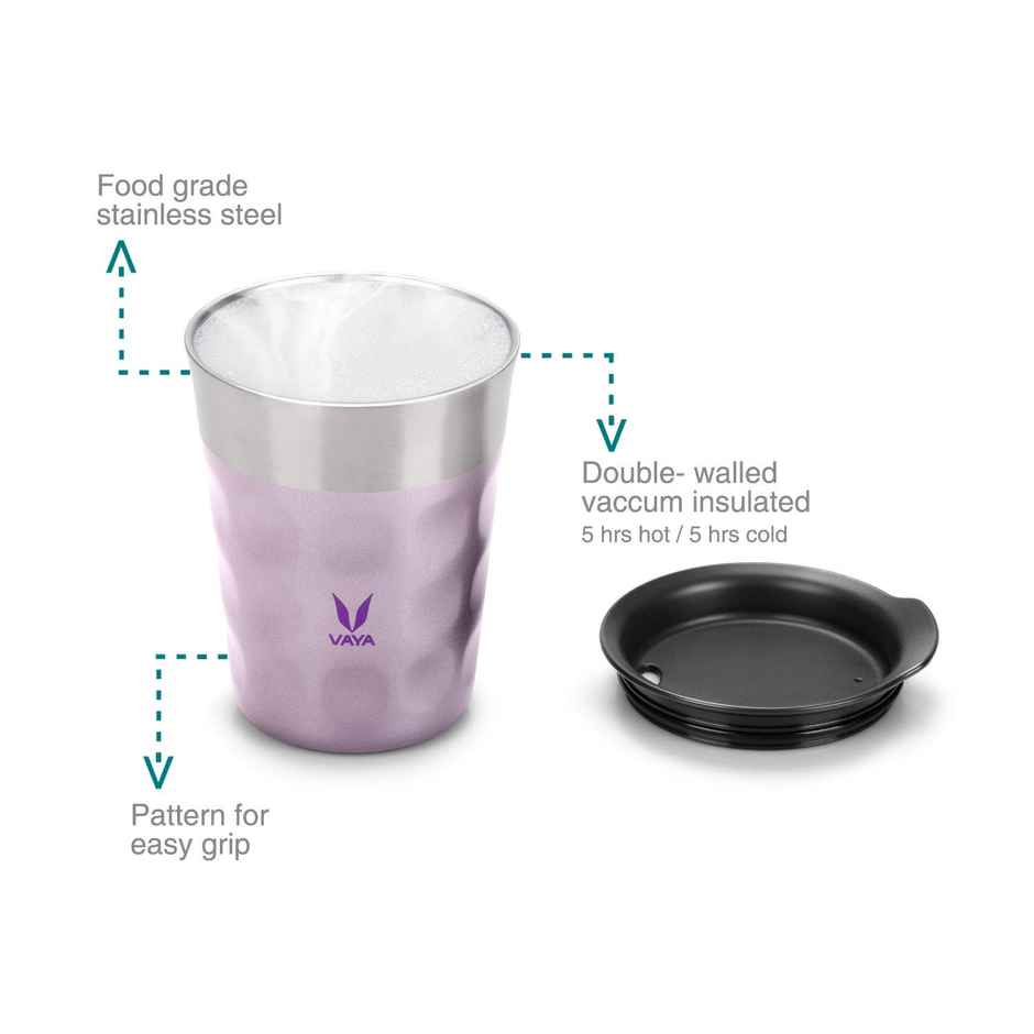 VAYA POPCUP Insulated Coffee Mug with Lid 250ml, Stainless Steel - Purple