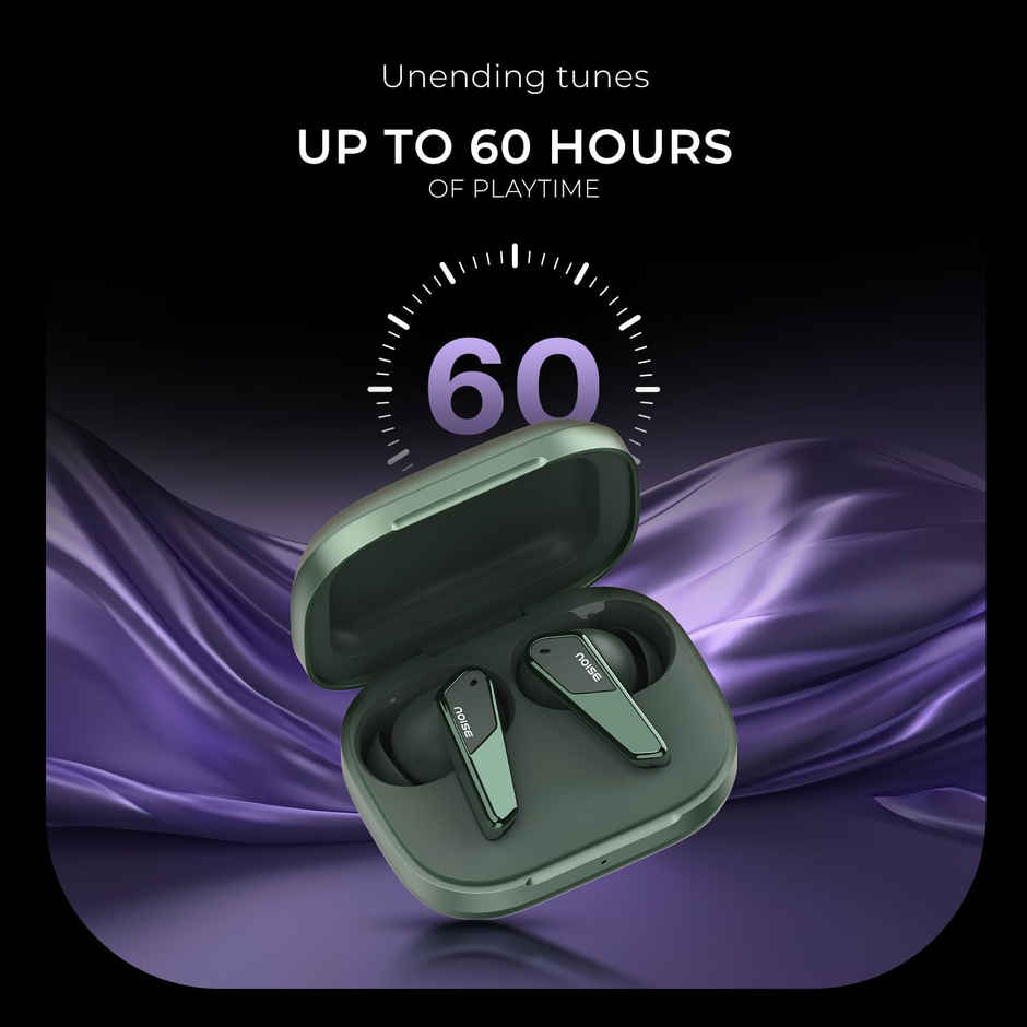 Noise Buds N1 Pro TWS Earbuds with Metallic Finish, ANC(Upto 30Db), 60H of Playtime, Dual Pairing, Instacharge, BT V5.3 - Chrome Green