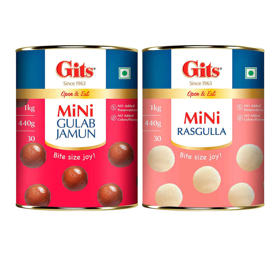 Mini Gulab Jamun (1kg) & Mini Rasgulla Can (1kg) Combo