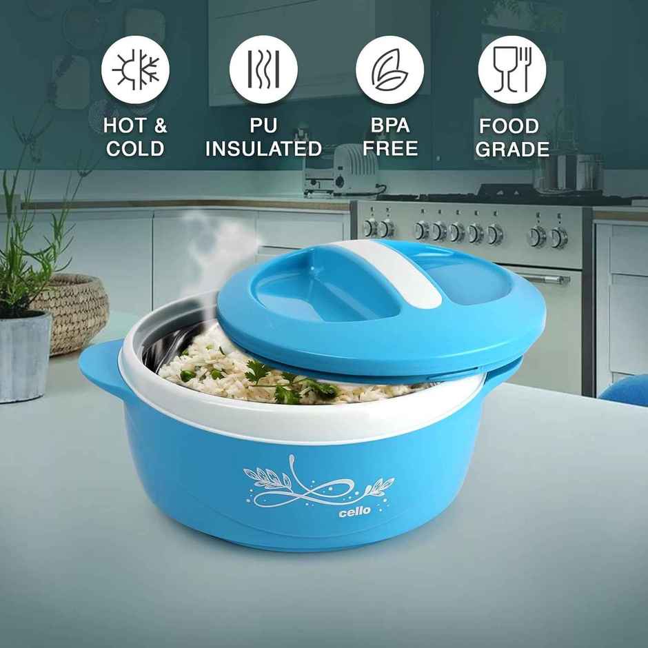 Cello Sapphire Insulated Inner Steel Casserole for Roti, 1500ml, Blue