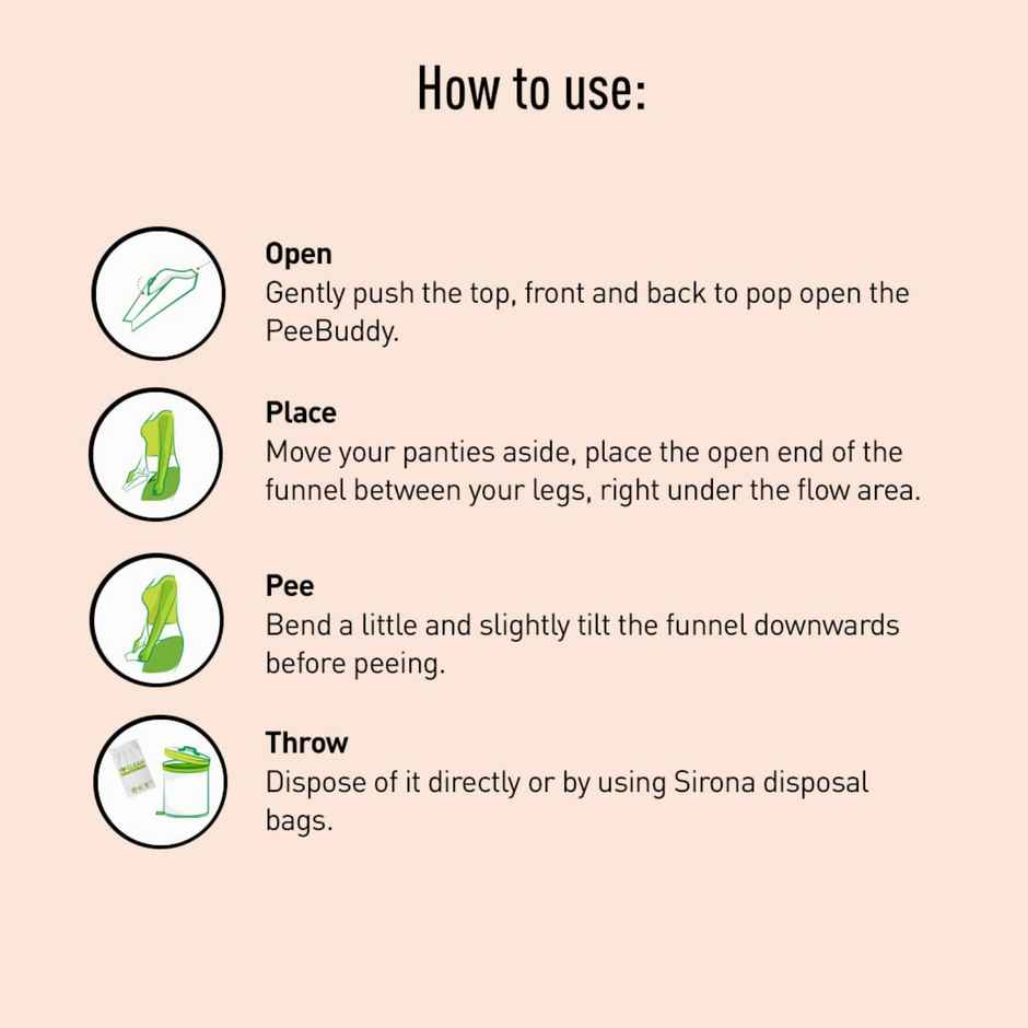 Sirona Peebuddy Funnels Disposable Female Urination Device | Portable, Leak-proof Stand, Pee Funnels