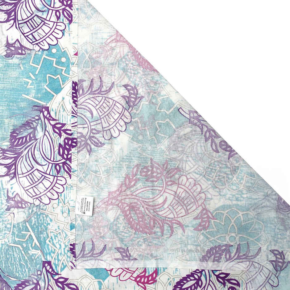 Bombay Dyeing Ivyrose 110 Tc 100% Cotton Olive Purple Queen Bedsheet With 2 Pillow Covers