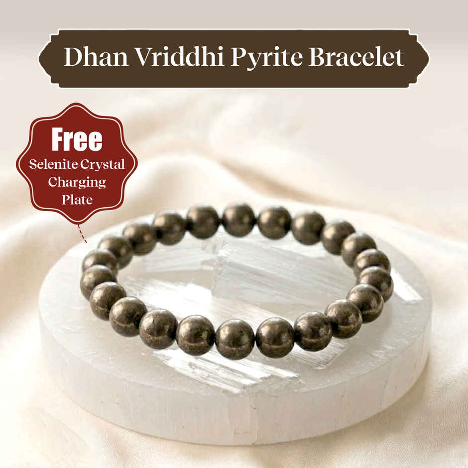 Pujashree Raw Pyrite Bracelet with Free Original Selenite Plate