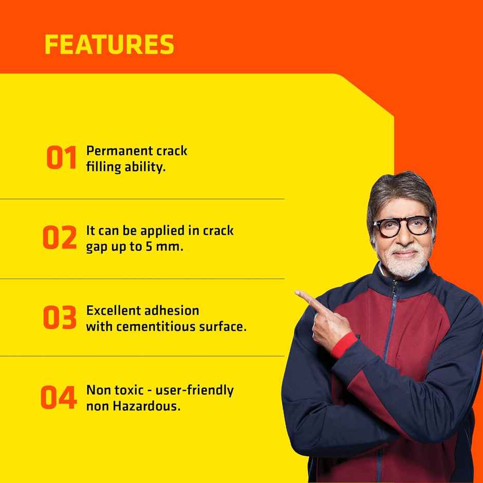 Dr. Fixit Acrylic Crack X Paste 1kg-Ready-To-Use Crack Filler for Walls, Roofs & Surfaces