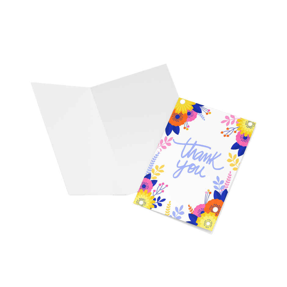 Mad Over Print Yellow Blue Floral Thank You Greeting Card For Father's Day