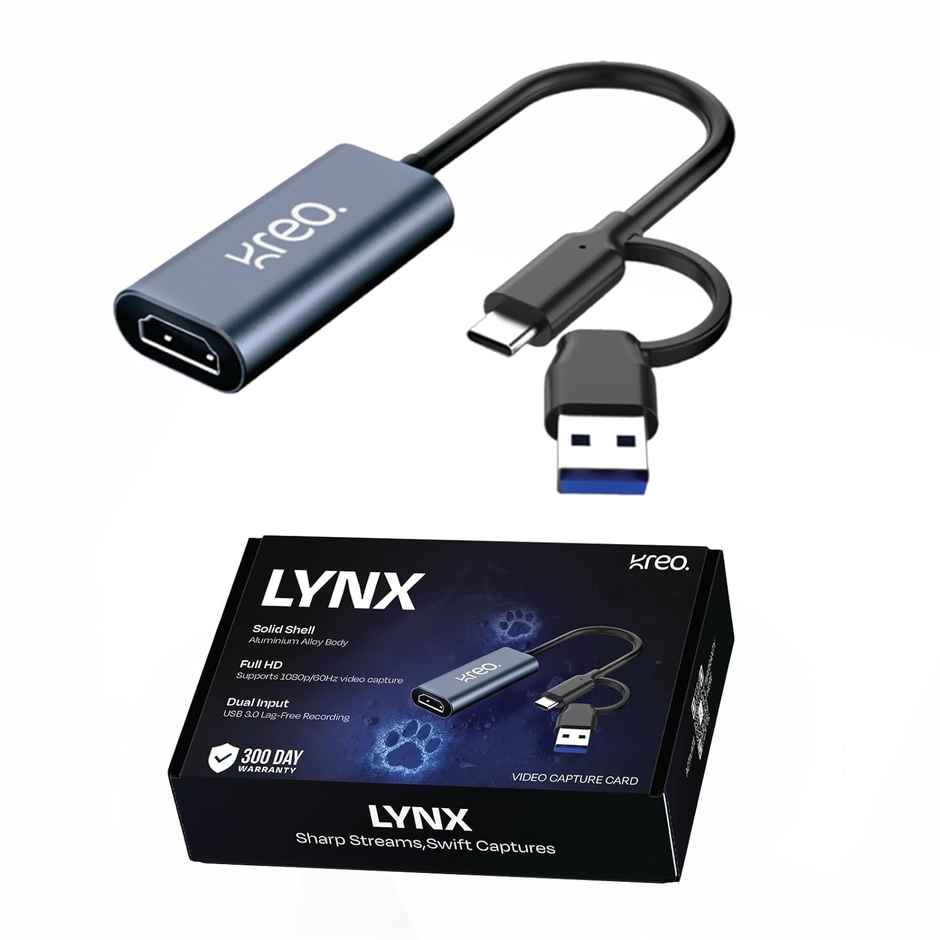 Kreo Lynx Full Hd Video Capture Card With Usb 3.0 Video For Gaming,Streaming &Recording,1080P/60Fps