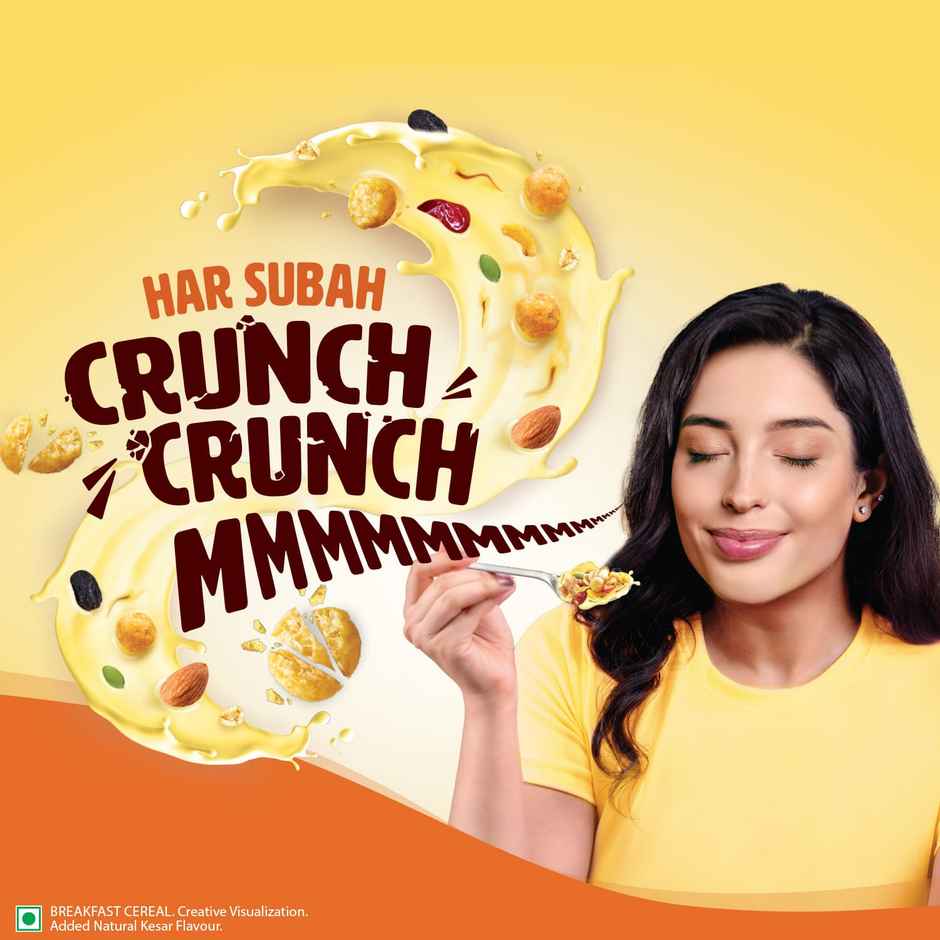 Saffola Muesli Kesar Crunch With Flavour Pops 15 In 1 Fruit And Nuts