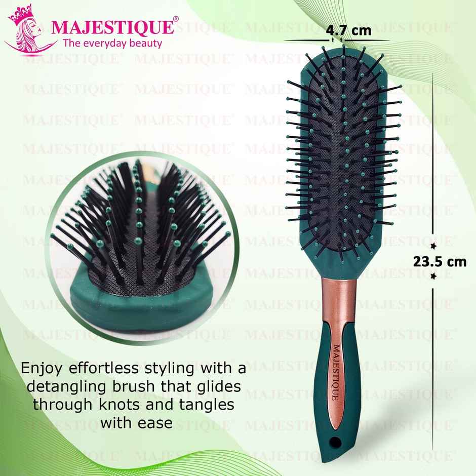 Majestique Sleek All-purpose Hair Brush - Separating | Shaping & Defining Curls | Velvet Green