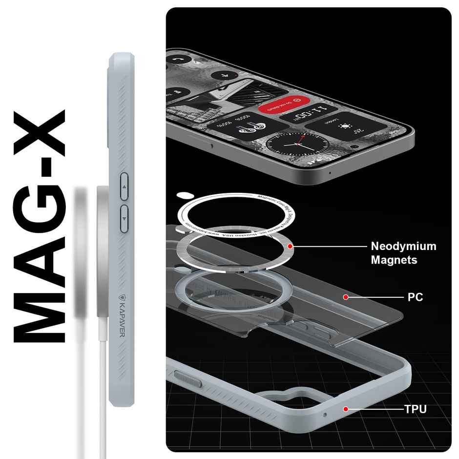 Kapaver Nothing Phone 2 Back Cover Case | Mag X - Gray