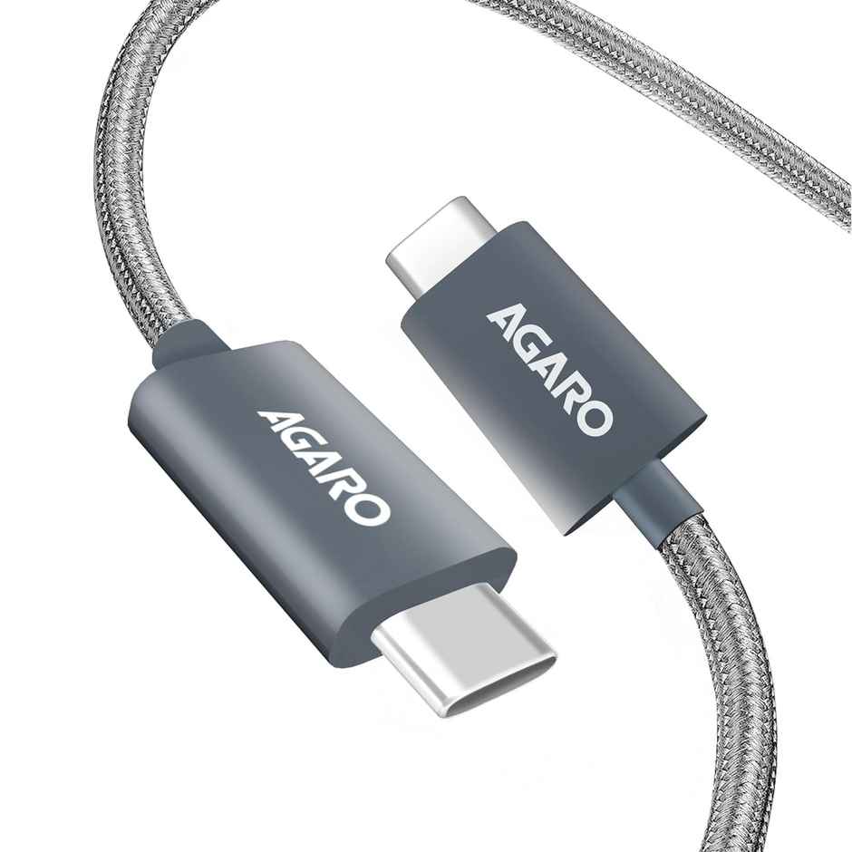 Agaro Type C to Type C Cable, 60W, 4A, Supports PD, Nylon Braided Fast Charging Cable Compatible With Type C Devices Including Android Phone, iPhone, Laptop & MacBook, 1M, 480 Mbps Data Transmission