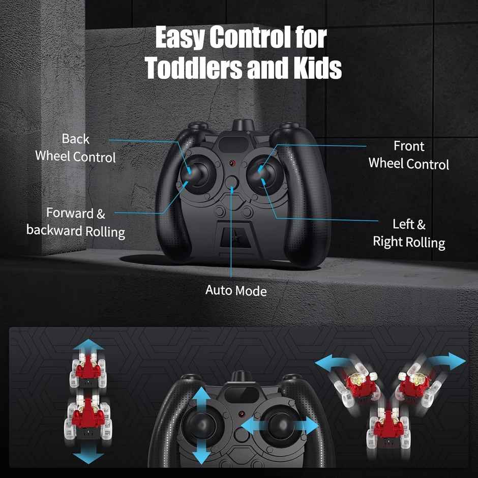 Toyshine Rc Stunt Car With Lights & Music | Rechargeable | Red