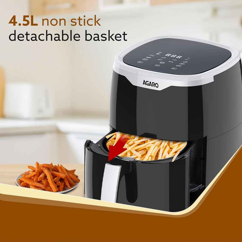 Agaro Galaxy Digital Air Fryer For Home, 4.5L, Electric Air Fryer, Oven, 1400W Programs & Reheat