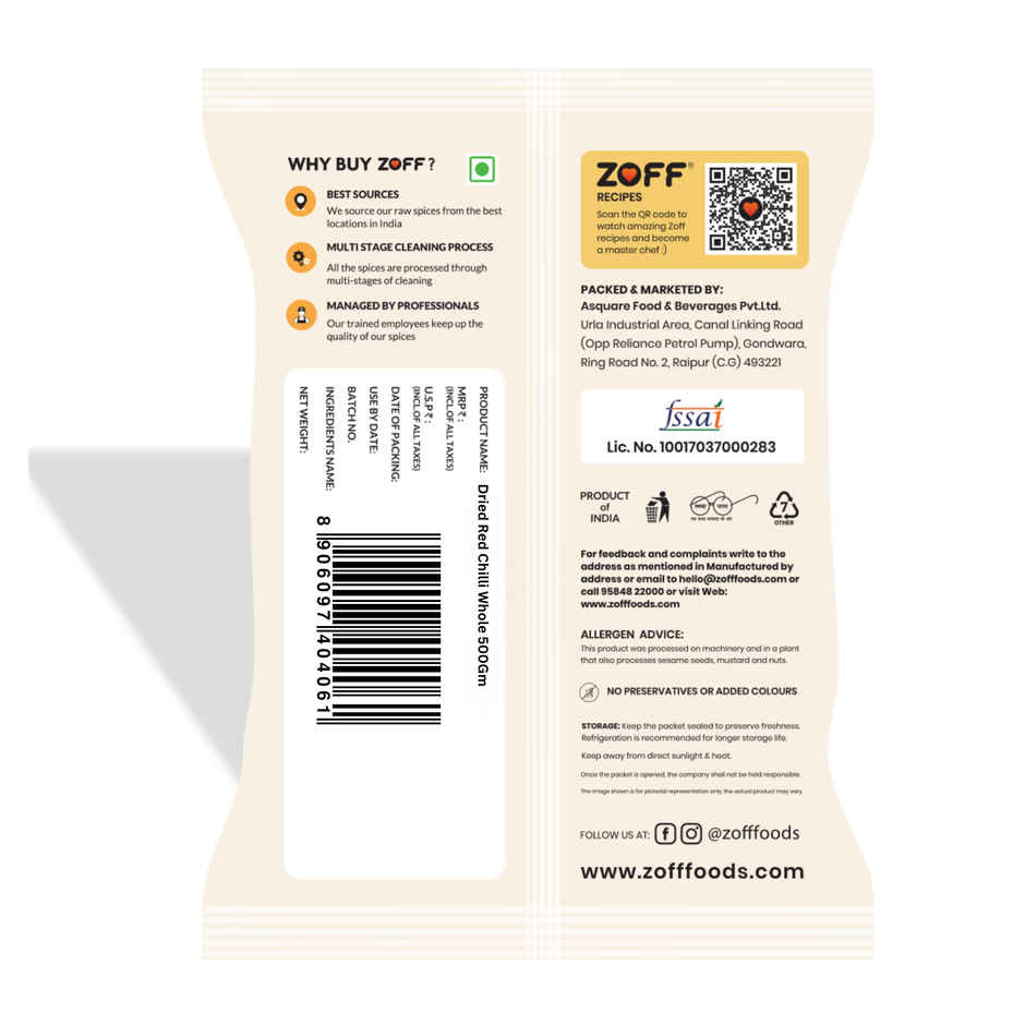 ZOFF Dried Red Chilli - Khadi Lal Mirchi