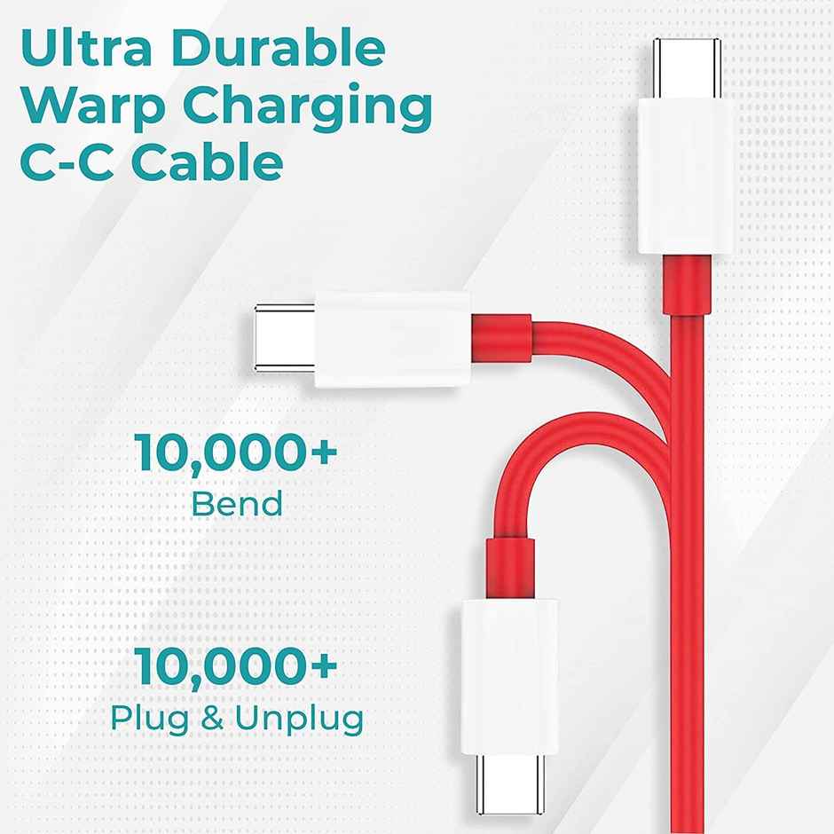 Sounce 65W Oneplus Charge Cable,6.5A USB Type-C To Type C Compatible With One Plus 8T/9/9R/9Pro/9Rt/10RNord & For All Type C Device Red,1 Meter