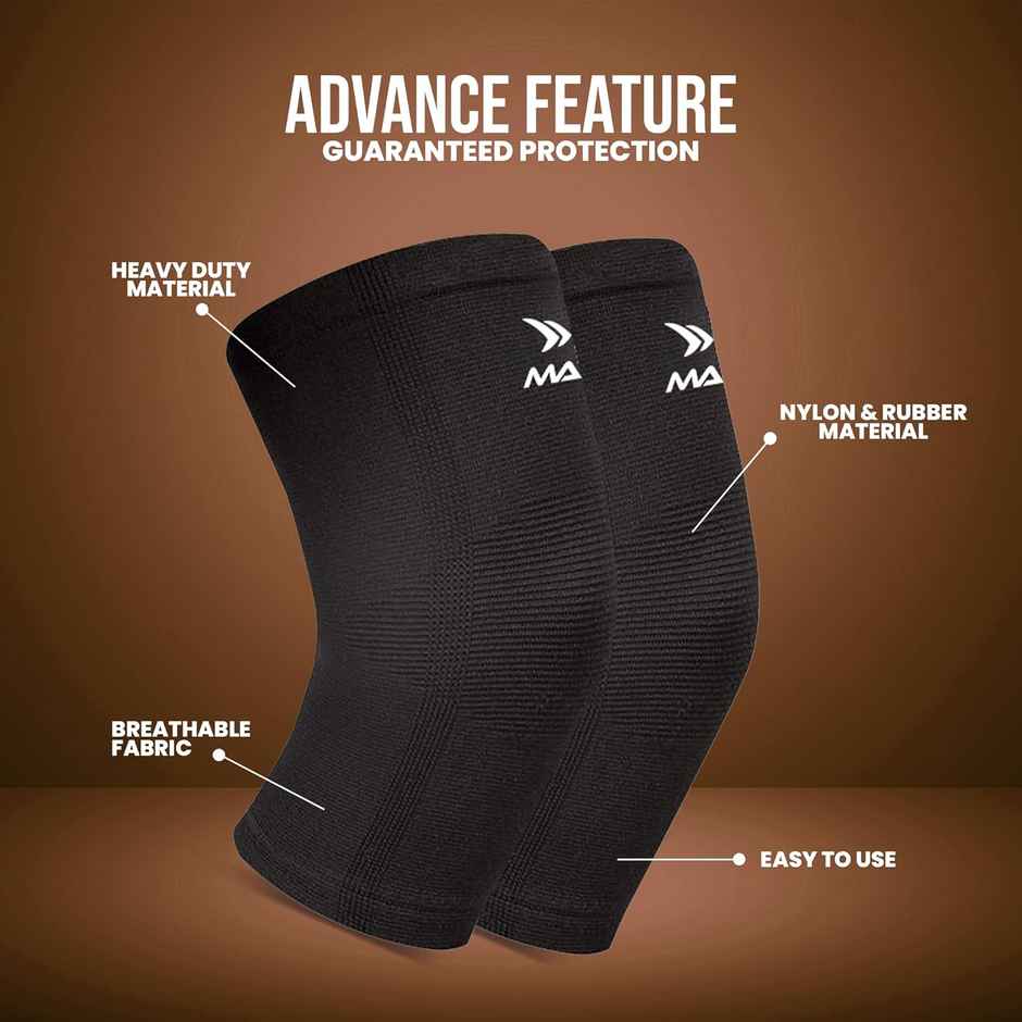 Mayor Pure Knee Support For Exercise, Gym, Running, Yoga, Pain Relief | Black