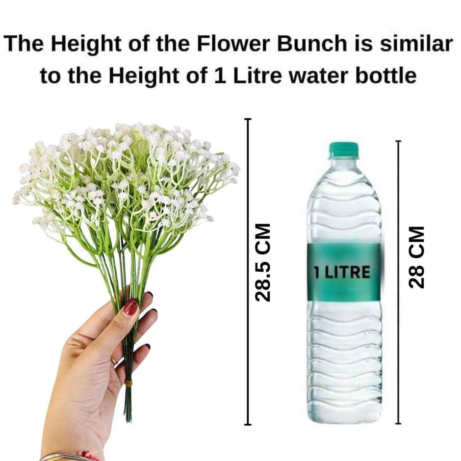 Bunch(20 Sticks) Artificial Babys Breath Flowers | Gypsophila | 28.5 cm | White | Satyam Kraft