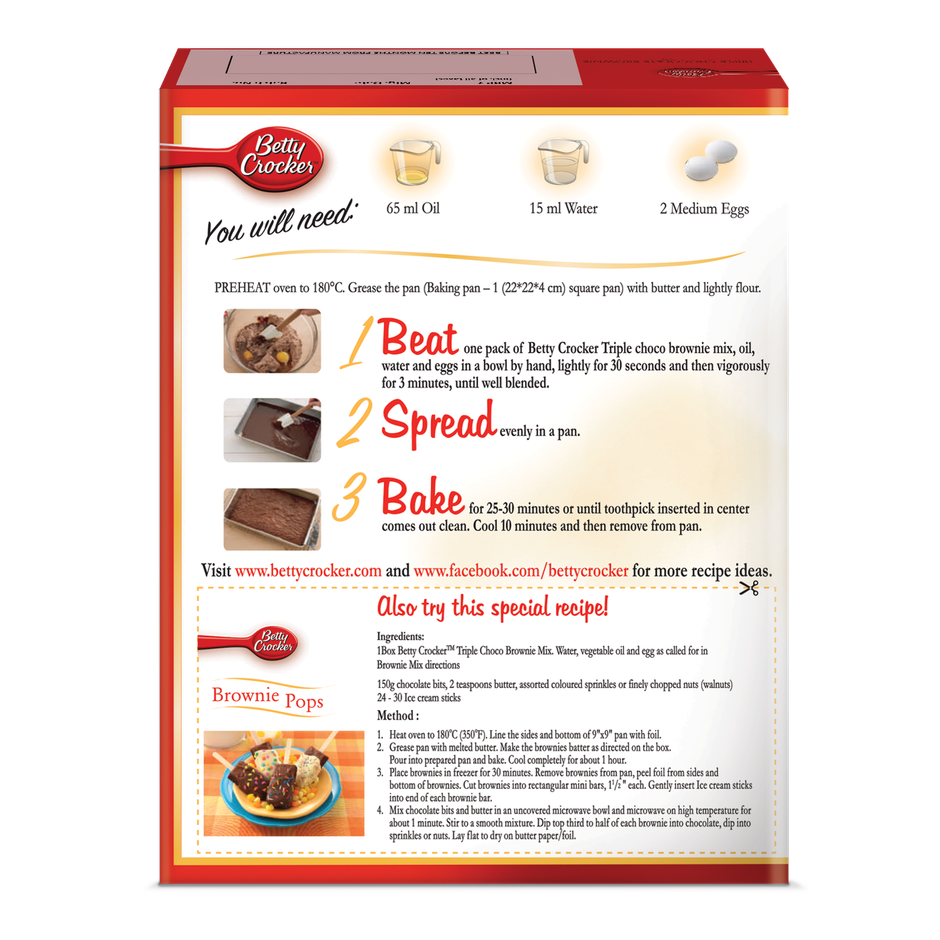 Betty Crocker Triple Chocolate Brownie Instant Cake Mix Powder | Baking Essential