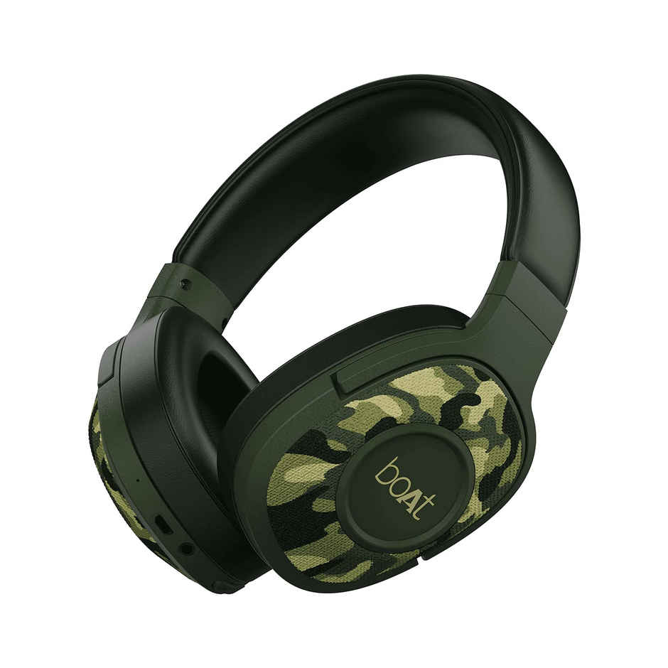 boAt Rockerz 550 Over Ear BT Headphones w/ 20H Playback, 50mm Drivers & BTv5.0 (Army Green)
